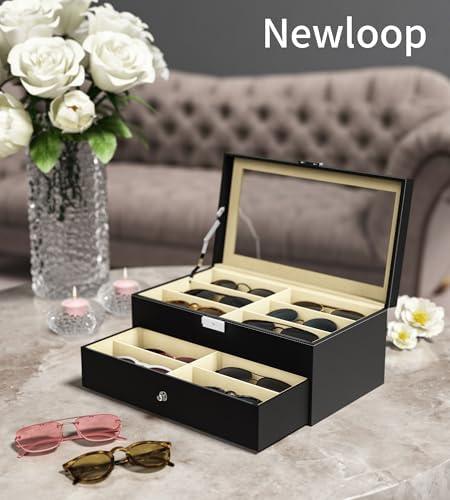 NEWLOOP 10/30 Slots Sunglass Organizer for Multiple Pairs of Eyeglass See-through Display Case Storage Box for Women Men - Image 2