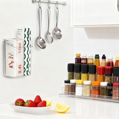 vacane 2-Pack Adhesive Cabinet Door Organizer, Transparent Plastic Storage Bins for Kitchen Bathroom Office, No Drill Hanging Basket, Space Saving Removable Holder-S - Image 4