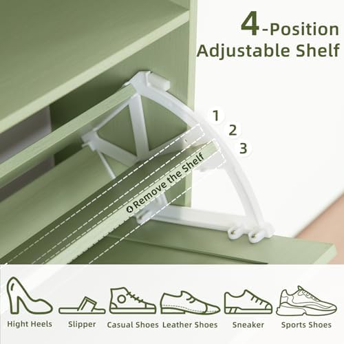 RWYHG Shoe Cabinet with 2 Flip Drawers, Narrow Entryway Organizer,Green - Image 3