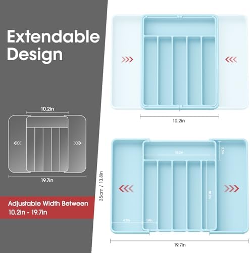 Aujen Silverware Drawer Organizer, Adjustable Utensil Cutlery Tray - Image 2