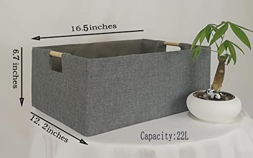 Gray Storage Bin for Shelves Rectangle Closet Baskets Foldable Box with Handles, Gray Storage Bins, Storage Boxes for Home Office Car Dormroom - Image 2