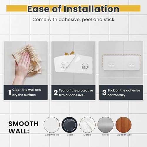OMAIRA 3-Pack Shower Caddy with Soap Holder, Adhesive Rustproof No-drill Strudy Loading Inside Shower Organizer Shelves Rack Storage Bathroom Organization for Smooth Wall Glass Tile, White - Image 6