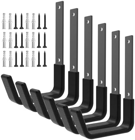 Heavy Duty Garage Hooks, Ladder Hangers for Garage Wall, Black, 6 M by Juformin