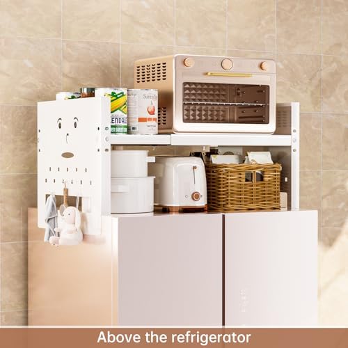 Adjustable Top Storage Shelf for Refrigerator or Washer, Dryer Countertop, Expandable Storage Shelves for Kitchen, Laundry Room and Dorm Room (White) - Image 3