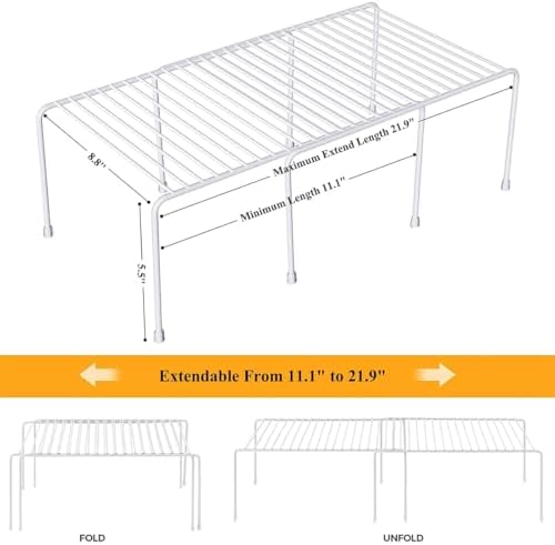 Orgneas Expandable Cabinet Shelf Organizer Rustproof Metal Shelf Riser - Image 2