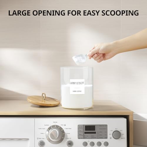 Glass Laundry Pods Container, Half Gallon 2 Liter Laundry Jars with Wood Lids for Laundry Room Organization and Storage, Powder Detergent Holder for Laundry Room Decor and Accessories - Image 6