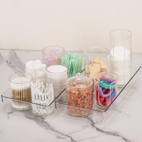 6Pcs Clear Plastic Drawer Organizers Tray 12" x 6.2" Storage Bins with 25Pcs Non-Slip Pads for Makeup, Jewelries, Kitchen Utensils, Bathroom and Office - Image 6