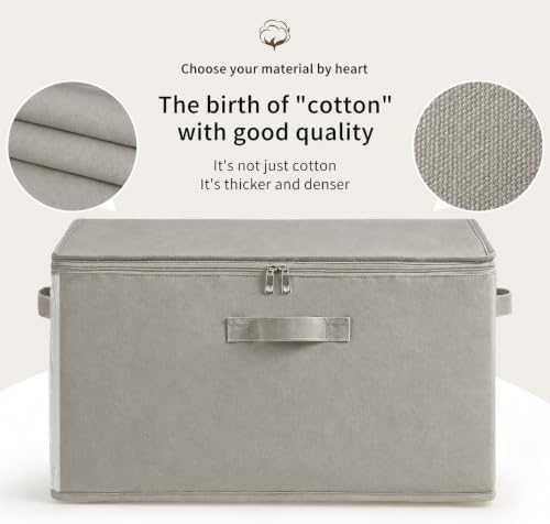 2 Pack Canvas Comforter Storage Bags for Clothes & King Comforters, Grey - Image 4