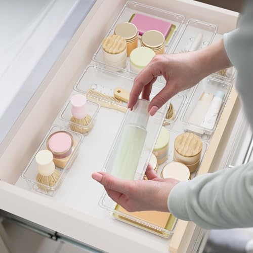 SpaceHacks 15 PCS Plastic Drawer Organizer Set, Drawer Storage Trays - Image 2