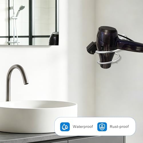 Bathroom Hair Dryer Holder Hair Care Tools Holder Wall Mount Chrome Finished Stainless Steel-Silver - Image 5