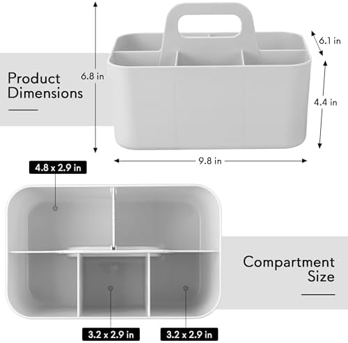 Tiawudi Multipurpose Caddy Organizer, Plastic Caddy with Handle, Stackable Desk Organizer for Stationery, Marker and Pencil, Office Supplies Organizer, Dorm Caddy - Image 2