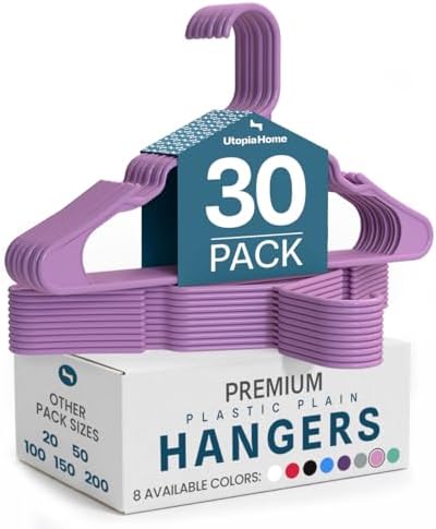 Utopia Home Plastic Hangers 30 Pack – Space Saving Clothes Hanger Pink by UTOPIAHOME