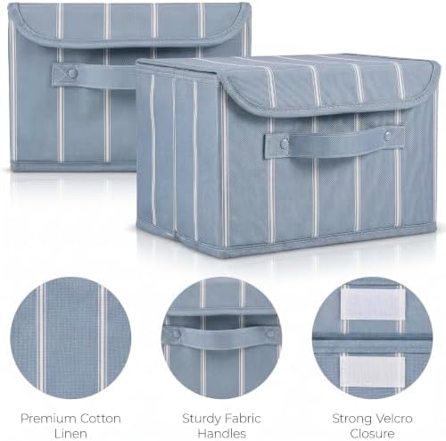 Decorative Linen Storage Boxes with Lids - Spacious Set of 2 Organizer Bins - Image 6