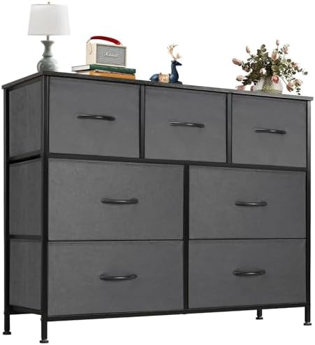 OLIXIS 7 Drawer Fabric Dresser for Bedroom, Clothes Storage Tower, Gray by OLIXIS