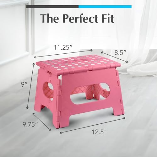 Handy Laundry Folding Step Stool 9 Inch, Pink, Non-Slip Holds 300 lbs - Image 5