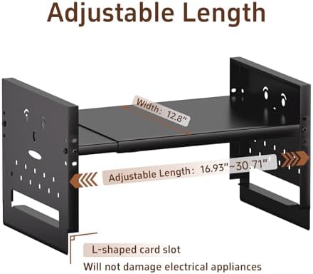Adjustable Top Storage Shelf for Refrigerator or Washer, Dryer Countertop, Expandable Storage Shelves for Kitchen, Laundry Room and Dorm Room (Black) - Image 6