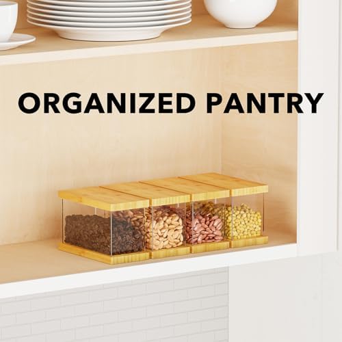 SpaceAid Bamboo Food Storage Container - Airtight Cereal Containers with Lids, Kitchen Cereal Canisters Pantry Organizers and Storage for Rice, Flour, Coffee, Snack, Extra Small 1 Pack - Image 4