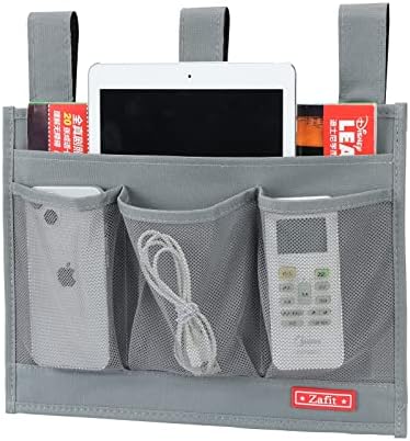 Zafit Hanging Bedside Caddy, Bedside Storage Organizer for Magazine, Phone, Remote control (Classic 4 Pockets-Grey) by ZAFIT