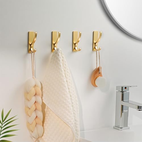 pickpiff Adhesive Wall Hooks for Coat/Towel, Hold 13LB, Gold 10 Pack - Image 5