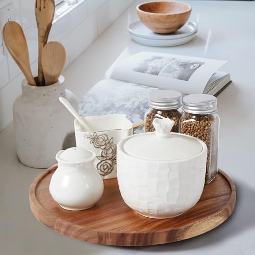 [ 2 Pack ] 12-inch Acacia Wood Lazy Susan Organizers,Turntable for Cabinet - Image 5