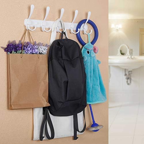 WEBI Coat Rack Wall Mount,Coat Hooks Wall Mount,Coat Hanger Wall,Wall Coat Rack,Hook Rack Rail,5 Triple Hooks for Hanging Coats,Jacket,Clothes,White,2 Packs - Image 4