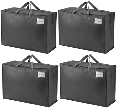 VENO Heavy Duty Moving Bags, Storage Bags, 27 Gallon, Dark Gray, 4 Pack by Veno