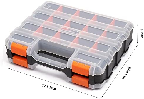 Mayouko Double Side Tools Organizer, Customizable Removable Plastic Dividers, Hardware Box Storage, Excellent for Screws,Nuts,Small Parts, 34-Compartment,2 PCS Set,12.6"L x 10.6"W x 3.2"H - Image 2