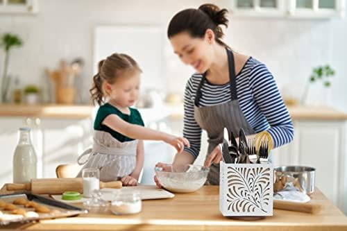 360° Rotating Wooden Utensil Holder Countertop Organizer 5.5"x6.3" - Image 3