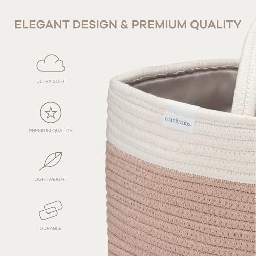 Comfy Cubs Rope Diaper Caddy Organizer - Large Baby Diaper Basket Blush - Image 3