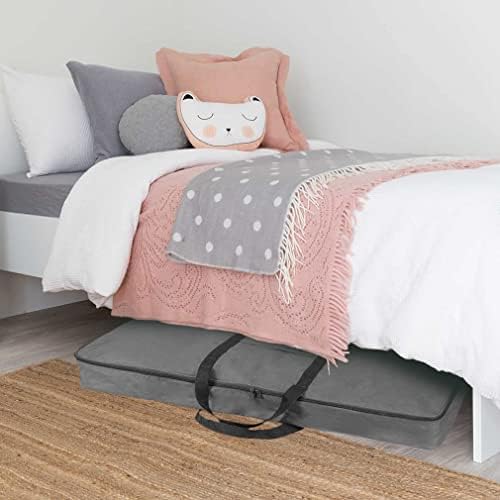 Christmas Wrapping Paper Storage Bag with Pockets | Gift Wrap Organizer Container | 37” x 14” x 4” | Underbed Durable Box Made of 600D Oxford Material (Gray) - Image 3