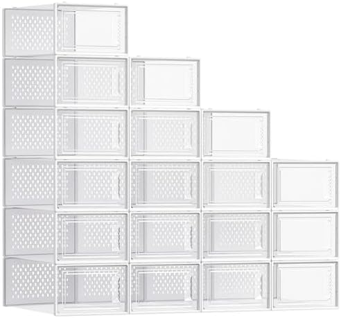 SONGMICS Shoe Boxes, Clear Plastic Sneaker Box, Pack of 18 by SONGMICSbySONGMICSHOME