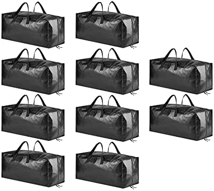 SpaceAid Heavy Duty Moving Bags, Extra Large Storage Totes W/Backpack Straps Strong Handles & Zippers, Alternative to Moving Boxes, Packing & Moving Supplies, Black (10 Pack) by SpaceAid