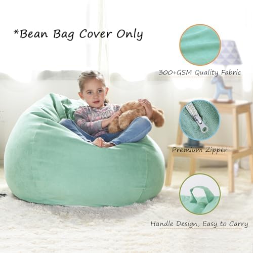 YuppieLife Stuffed Animal Storage Bean Bag Cover, 38" Canvas Toy Organizer - Image 2