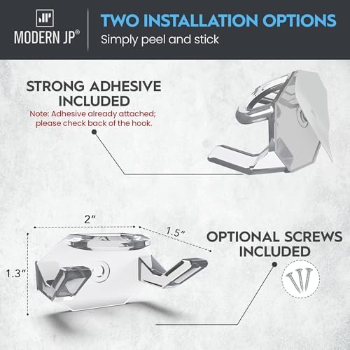 Modern JP Adhesive Hat Hooks for Wall (8-Pack) - Hat Rack for Baseball Caps, Minimalist Hat Display, Strong Hold Hat Hangers for Wall - USA Patented, Clear - Image 3