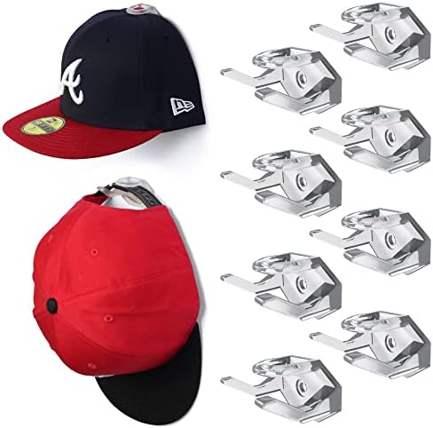 Modern JP Adhesive Hat Hooks for Wall (8-Pack) - Hat Rack for Baseball Caps, Minimalist Hat Display, Strong Hold Hat Hangers for Wall - USA Patented, Clear by ModernJP