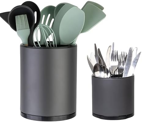 LIBODOUR Kitchen Utensil Holder,Large 360°Rotating For Countertop(2 Set) by ModernandFarmhouseUtensilHolder