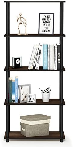 Furinno TURN-N-TUBE Storage Shelves, 5-Tier Book Shelf, Corner Shelf, Toolless Open Shelves, for Organization and Storage, Living Room, Garage, Home Office, Columbia Walnut - Image 5