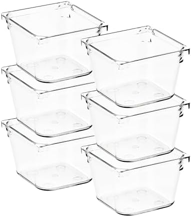 6 Pack Drawer Organizers, 3"X 3" Clear Acrylic Storage Bins by Ravinte+Decor