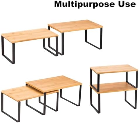 NEX Bamboo Cabinet Organizer Shelf, Kitchen Counter Shelves Set of 4 - Image 5