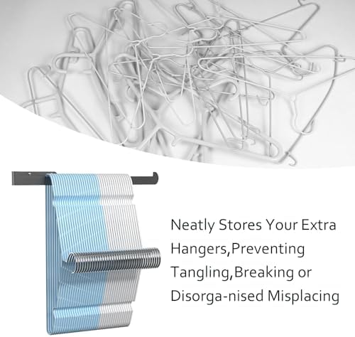 2 Pack Hanger Holder,Hanger Storage Rack for Wall,Hanger Stacker for Closet Laundry Room,Clothes Hanger Storage for Adult or Child Clothes Hangers，Black 15-Inch - Image 3