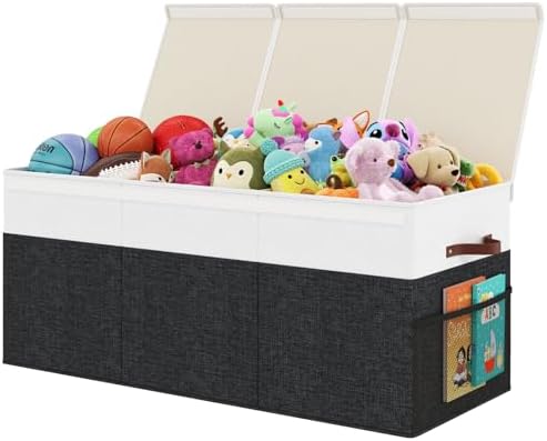 150L Extra Large Toy Storage Box with Lid for Boys Girls Nursery Playroom by Fineonly