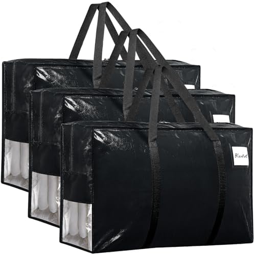 3Pcs Extra Large Heavy Duty Moving Bags with Reinforced Zippers & Handles by Besslly