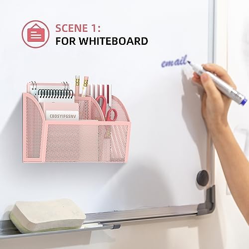 DALTACK 3-Grid Magnetic Pencil Holder, Strong Magnet Locker Organizer, Pink - Image 3