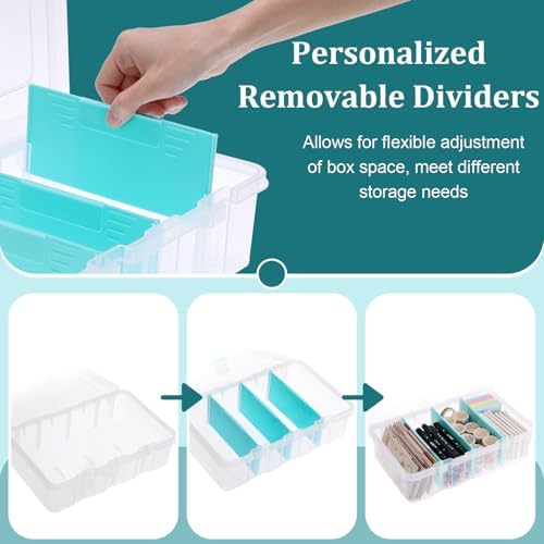 BTSKY Clear Plastic Dividing Storage Box with 4 Compartments Sewing Box - Image 4