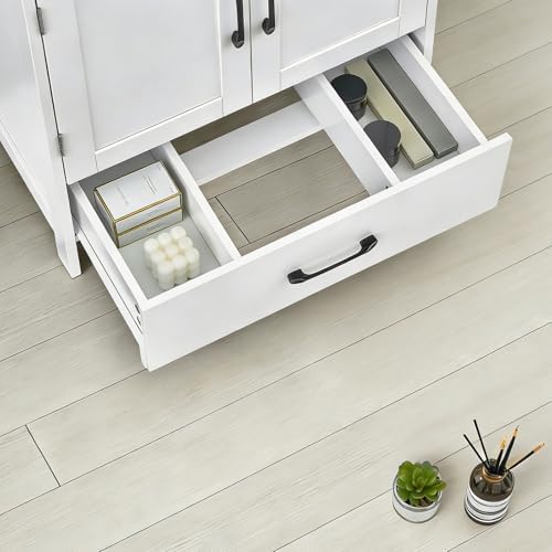 Bathroom Vanity Sink Cabinet, Under Sink Storage Cabinet with 2 Doors, Waterproof Pedestal Sink Cabinet for Bathroom, Laundry Room, Kitchen, White with Drawer - Image 7