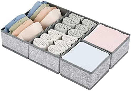 DIMJ Drawer Organizer Clothes, Dresser Organizer For Nursery, Bedroom, Closet, Baby Clothes Organizer and Storage, Foldable Fabric Drawer Dividers for Baby Socks, Belt, Tie (4 Pack, Blended) by DiMJ