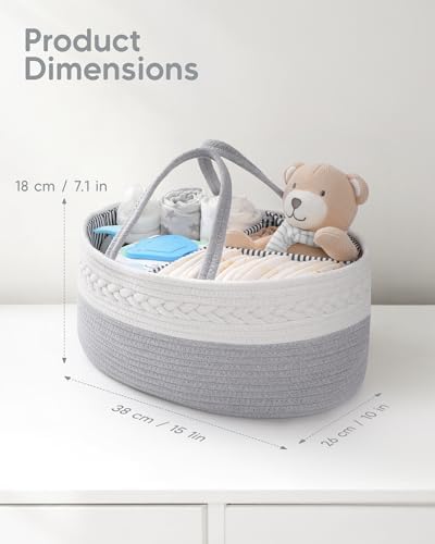 Maliton Cotton Rope Diaper Caddy Organizer - Nursery Storage Caddy, Baby Boy Changing Table Must Have, Perfect - Image 2