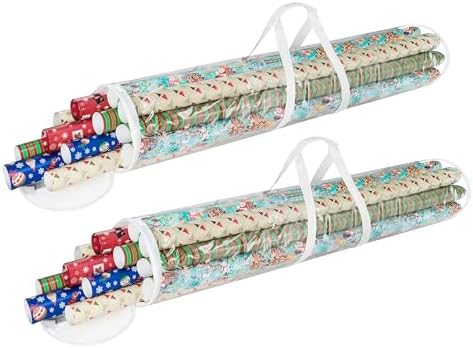 Elf Stor Wrapping Paper Storage Bags, Clear, Set of 2, 9” x 40.5” by ElfStor