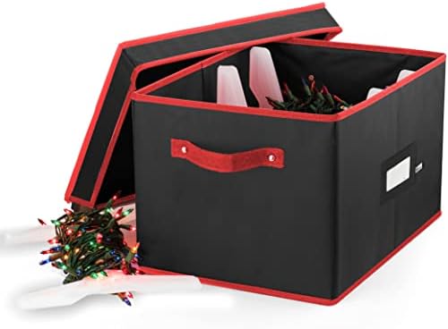 ZOBER Christmas Light Storage Reels - Christmas Light Organizer With 4 Plastic Wheels - Fits 200 Mini Lights Per Spool, Lights Storage - Strong & Durable Material - Stitched Reinforced Handles - Black by ZOBER