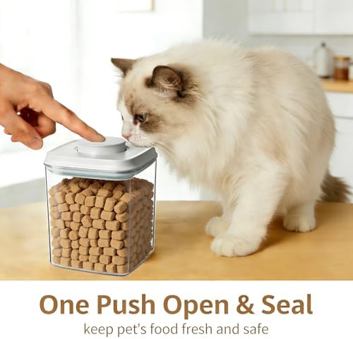 Ankou 2 Pack Airtight Dog Food Storage Containers, 2.8 QT Each, One-Touch Pop Lids, BPA-Free | Clear Stackable Canisters for Pet Food & Cat Treats - Image 2